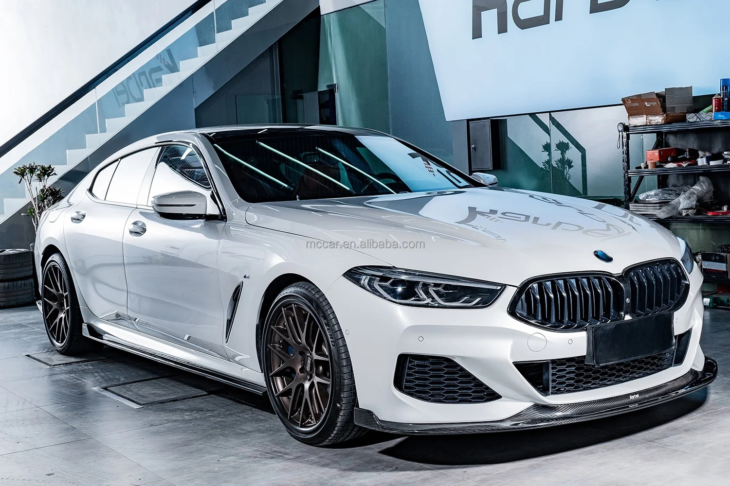 Glossy Carbon Fiber Car Bumper Side Skirts Splitter For BMW 8 Series M8 840i 4 Door Body Kits Rocker Panels