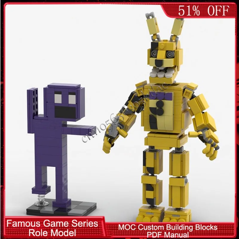 

466 деталей, популярная серия игровых персонажей, желтый кролик, MOC, модульный конструктор, креативный дизайн, игрушка для самостоятельной сборки, рождественский подарок