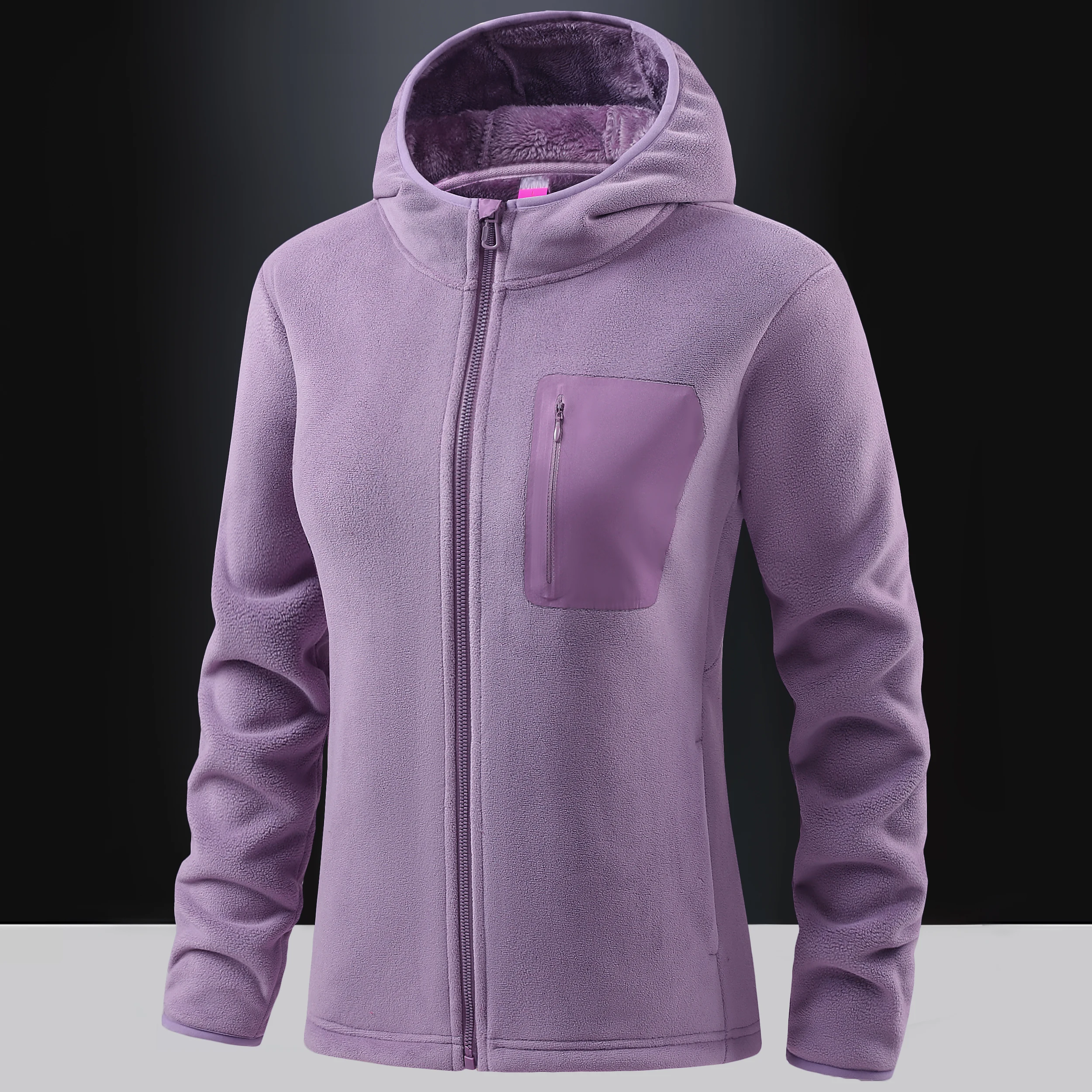 Autumn Winter Polar Fleece Women's Hooded Jackets Basic Versatile Sports Thicken Coat Windproof Warm Full Zip Outdoor Jacket