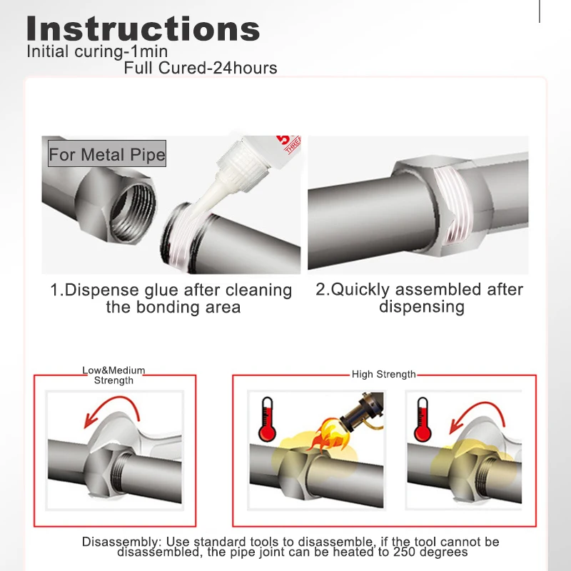 567 Thread Pipe Sealant General Purpose Anaerobic Flat Metal Pipe Glue High Temperature Resistant Sealing Adhesive Dropshipping