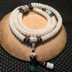 White Bodhi Root Buddha Bead Bracelet Paired with 108 Shoushan Stone Necklaces Yoga Buddha Prayer Transfer Ethnic Style Gift