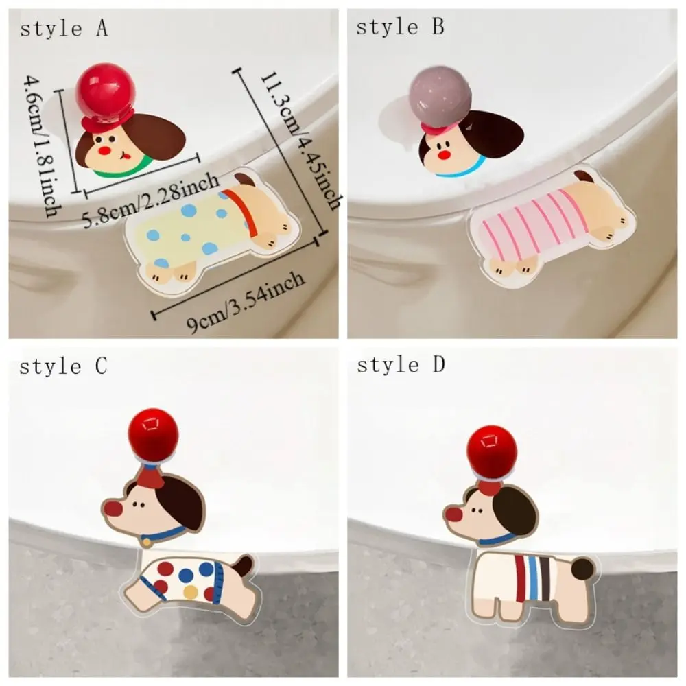 Cute Acrylic Sausage Dog Toilet Lid Holder Easy Grip Portable Toilet Lid Opener Cartoon No-Touch Toilet Lifting Device Bathroom
