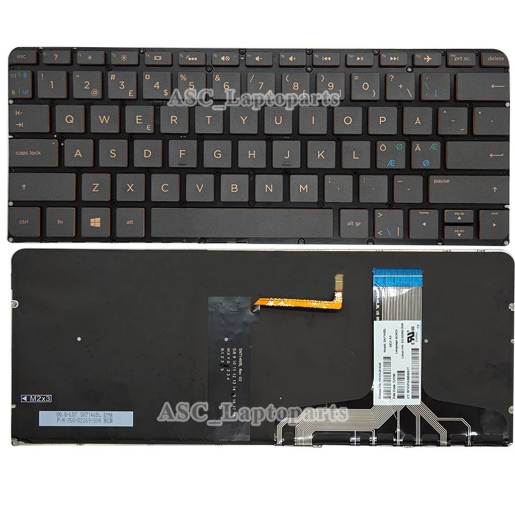 New Russian Canadian Nordic Norwegian Swedish Keyboard for HP Spectre 13-v 13-v000 13-v001 13-v110 13-v118 Brown BACKLIT