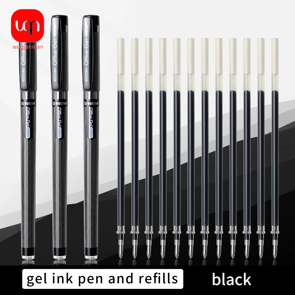 

WQN-2pcs 12pcs Set for Office Gel Pen, Fine Pole Pattern, 0.5mm Black Ink - Multifunctional Writing, School and Office Supplies
