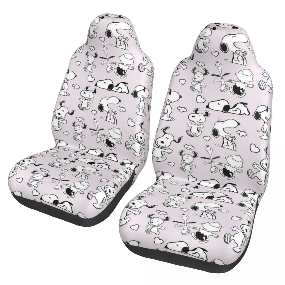 

Snoopys Cartoon Dog 2 Front Car Seat Covers for Cars Truck Sedan SUV Breathable Automotive Seats Cover