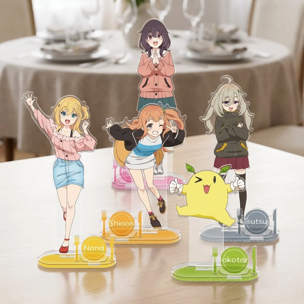 Sasaki and Peeps Peeps Shizuka Nana Shinon Tsutsuji 15cm Acrylic Stand Keychain Keyring Casual Dinner Anime Figure Room Gift