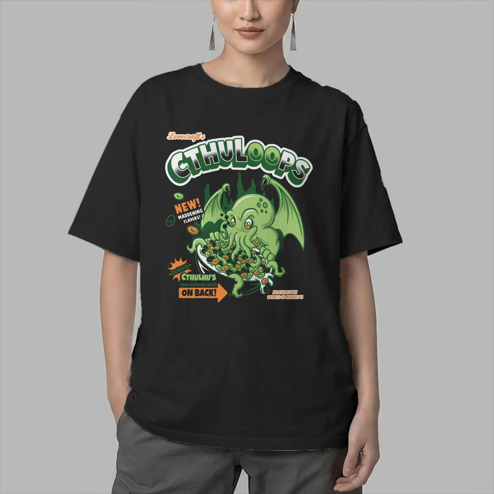 Casual Cthuloops All New Flavors T-Shirts Men Round Collar Cotton T Shirts Call of Cthulhu Lovecraft Short Sleeve Tees