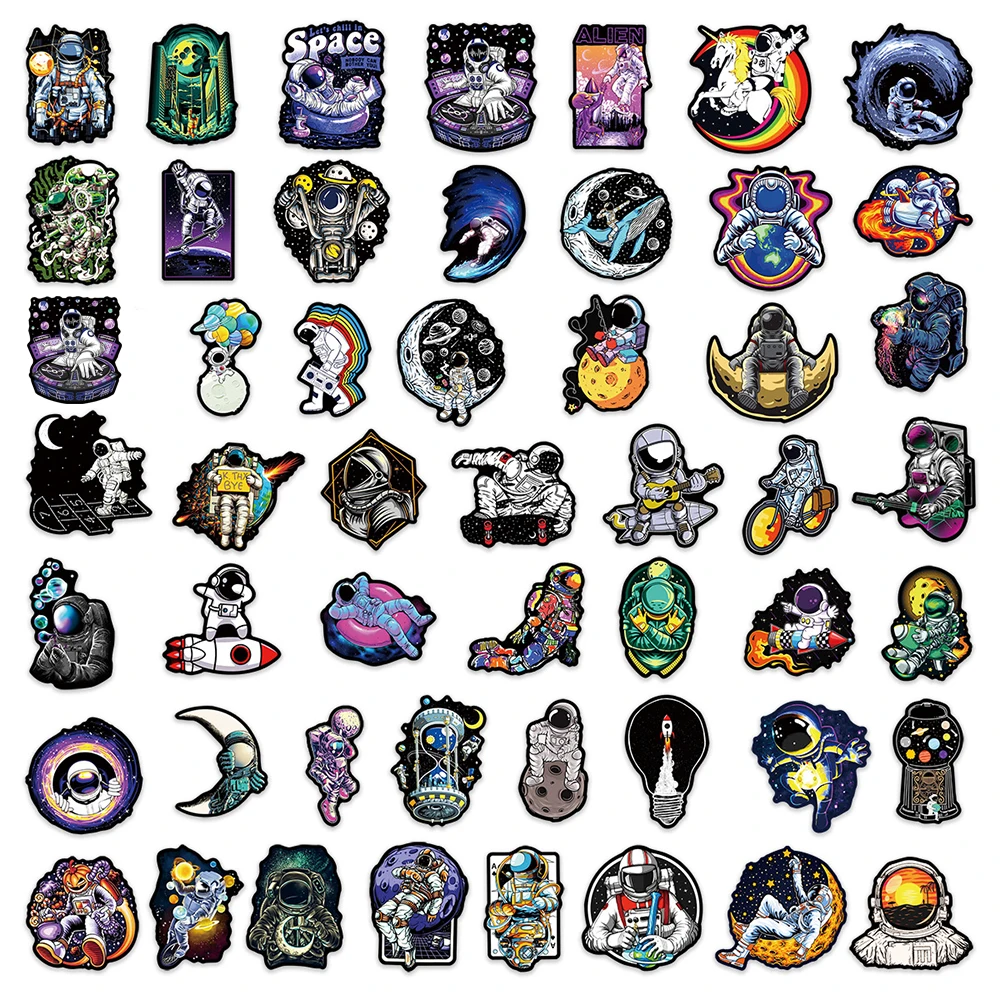 10/30/50pcs Outer Space Astronaut Stickers Graffiti Cartoon Decals DIY Phone Skateboard Fridge Suitcase Waterproof Sticker Toys