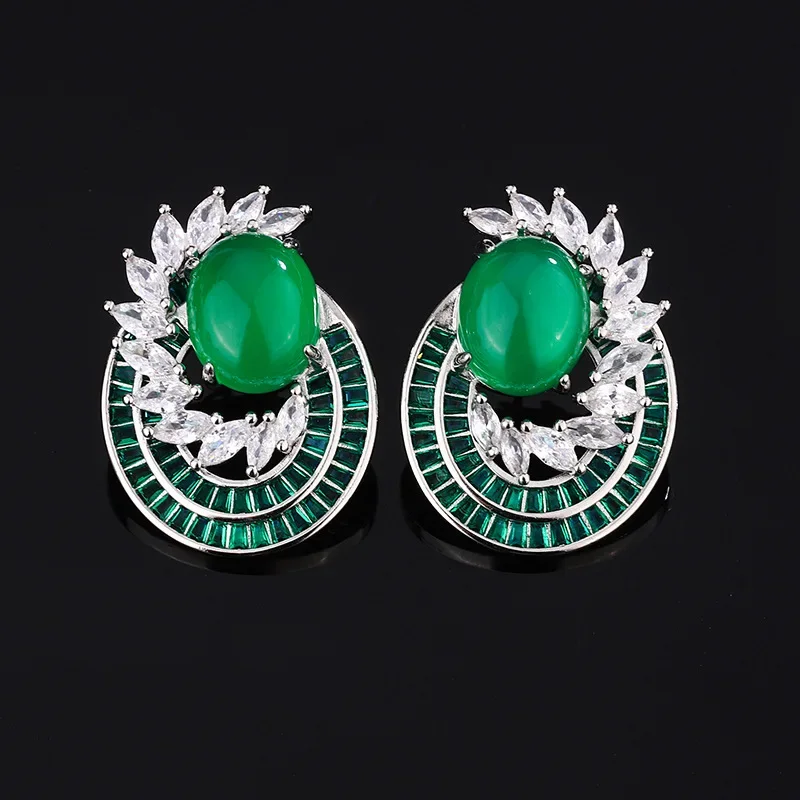 

Adjustable Green Gemstone Ring and Earrings Featuring Elegant Design and Premium Craftsmanship for Women's Fashion Jewelry