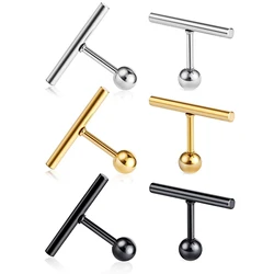WKOUD 1 Pair Stainless Steel Line Stick Simple Studs Earrings For Women Men Punk Piercing Jewelry