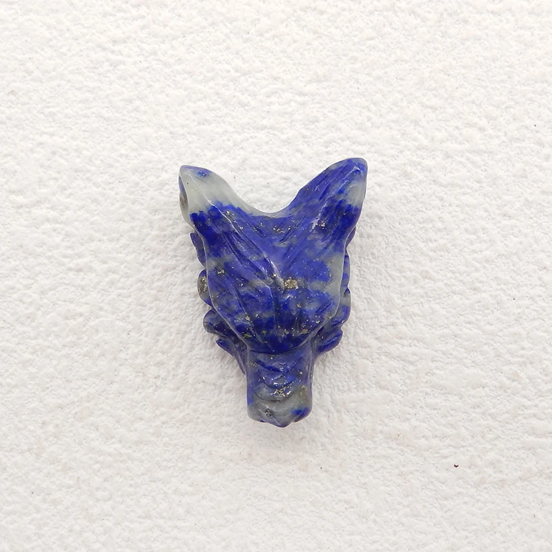 

Natural Stone Lapis Lazuli Handmade Animal Wolf Head Fashion Pendant Bead Necklace Accessories 23x16x9mm 4g