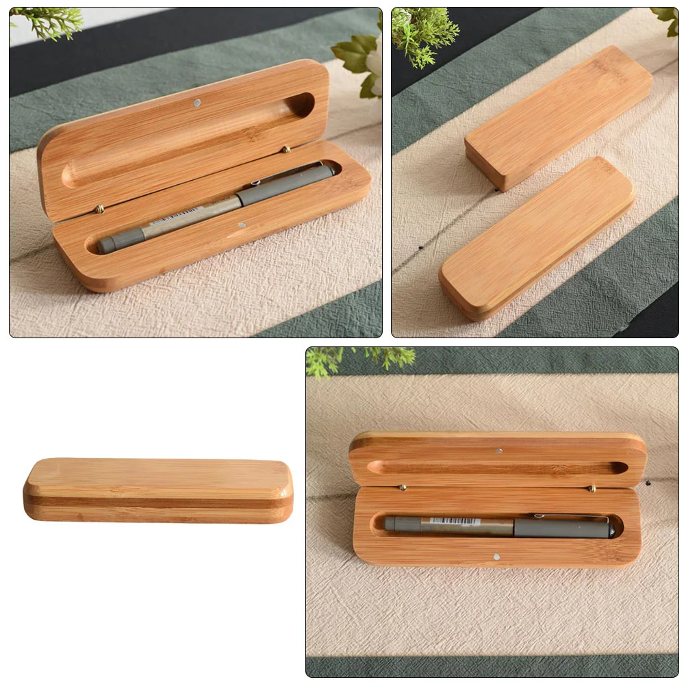 Pen Case Pencil for Adults Hard Stationery Storage Bag Bamboo Office Supplies Student