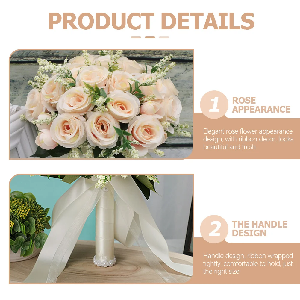 

Color Artificial Rose Flower Bouquet Elegant Wedding Bridal Bouquets For Bride Bridesmaid Wedding Party