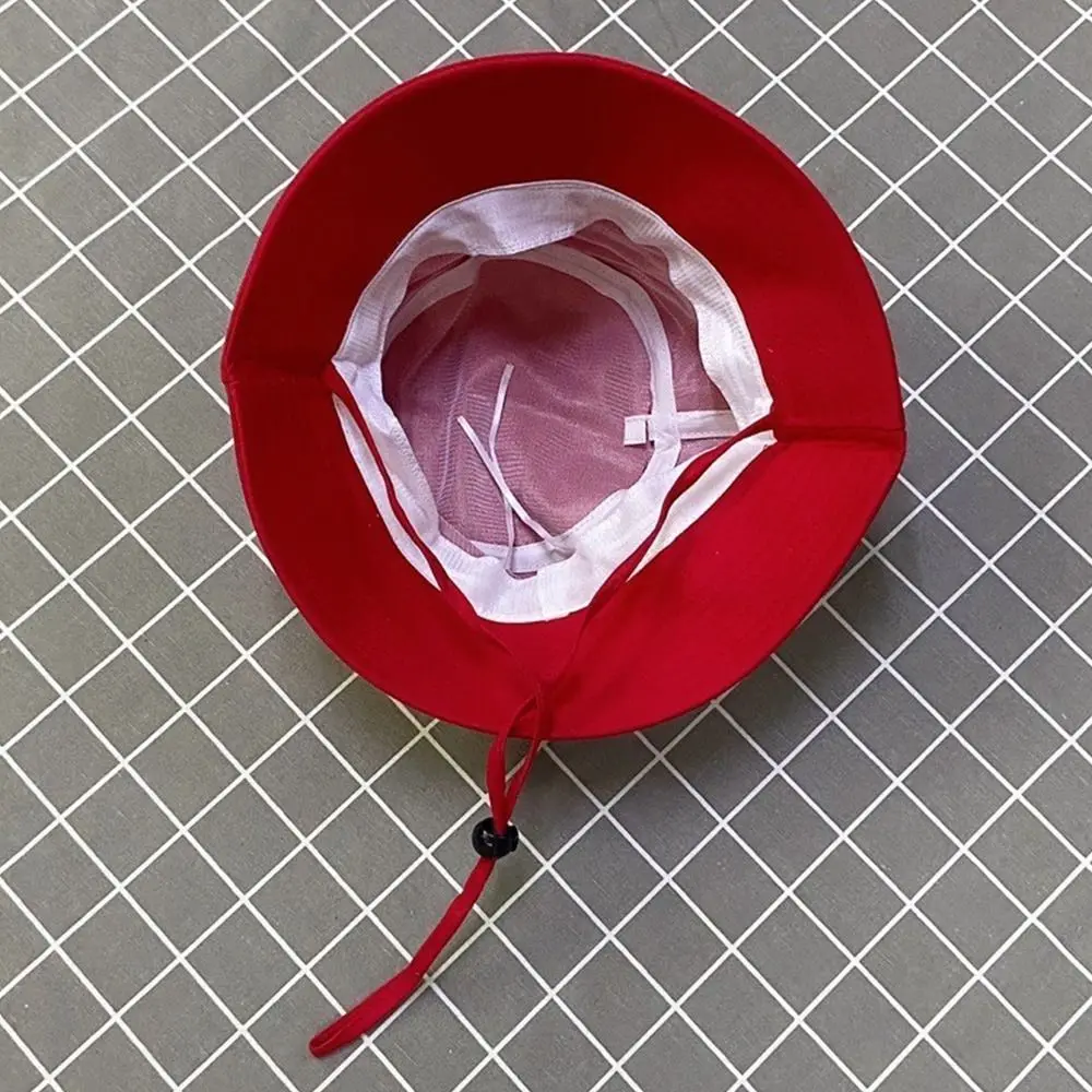 

Casual Lace-up Fisherman Hat Solid Color Breathable Sunscreen Hat Portable Windbreak Rope Tie Bucket Cap Outdoor