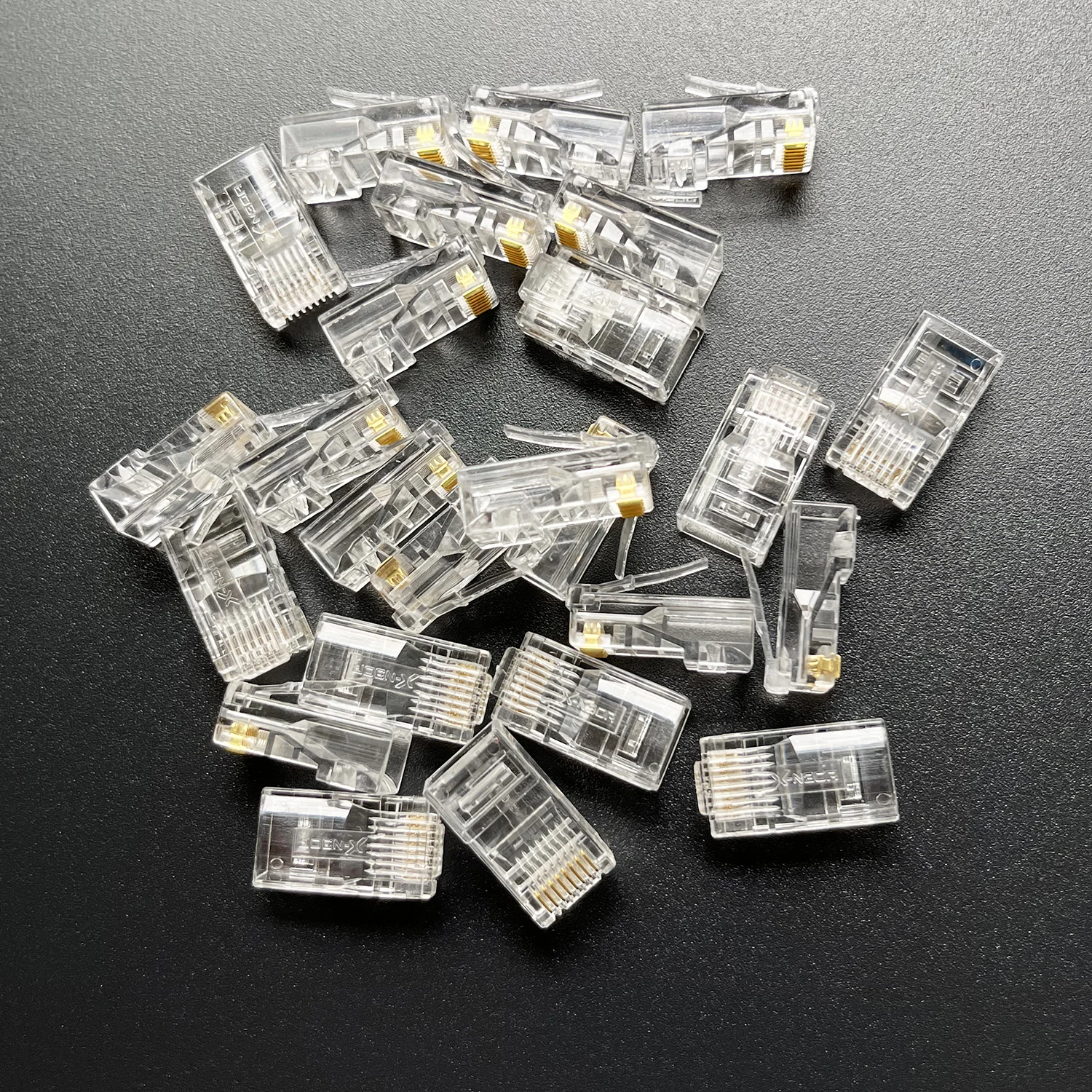 1-50Pcs RJ45 CAT6 CAT5e Pass Through Connectors Crystal End Gold-Plated 8P8C Crimp UTP Standard Ethernet Network Modular Plug