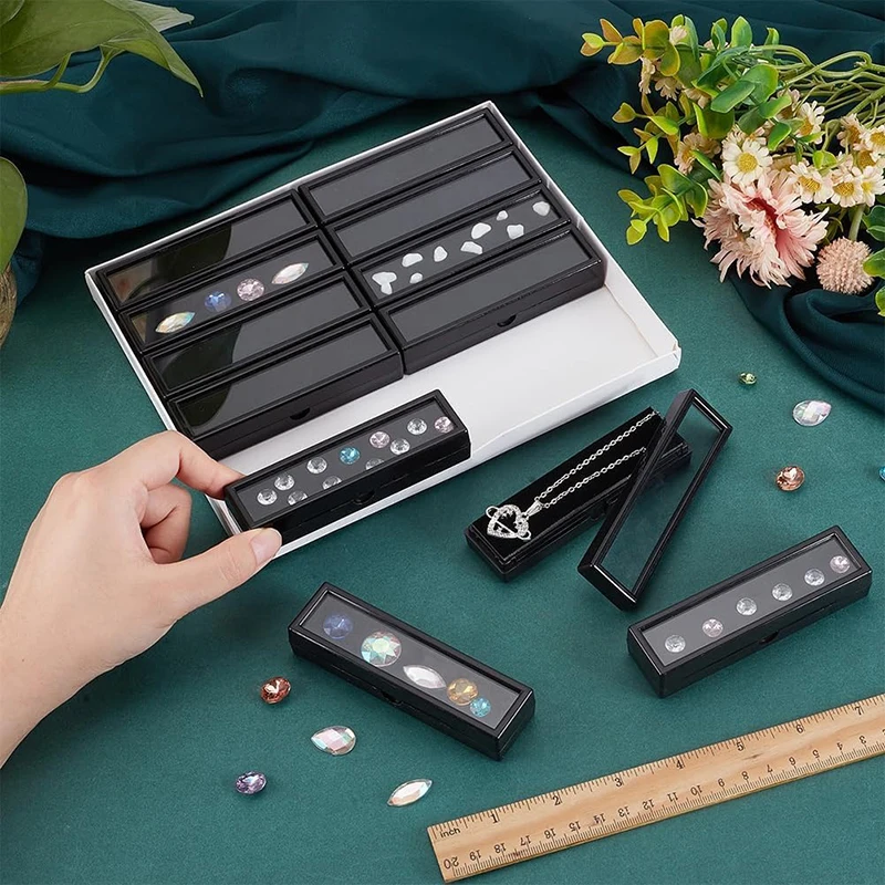 

Top Gemstone Display Storage Put Box Wholesale 12pcs Jewelry Diamond Pendant Necklace Exhibition Case Gem Coins Holder Jar