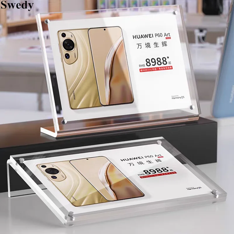 90x128mm L Shape Magnetic Acrylic Picture Photo Frame Restaurant Menu Paper Price List Holder Sign Holder Display Stand