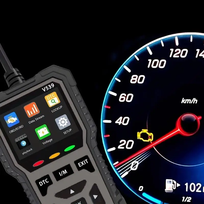 31BC Corded OBD2 Diagnostic Tool V539 with Color Menu, Fault Review and Battery Check for Garage Vehicle Troubleshooting and
