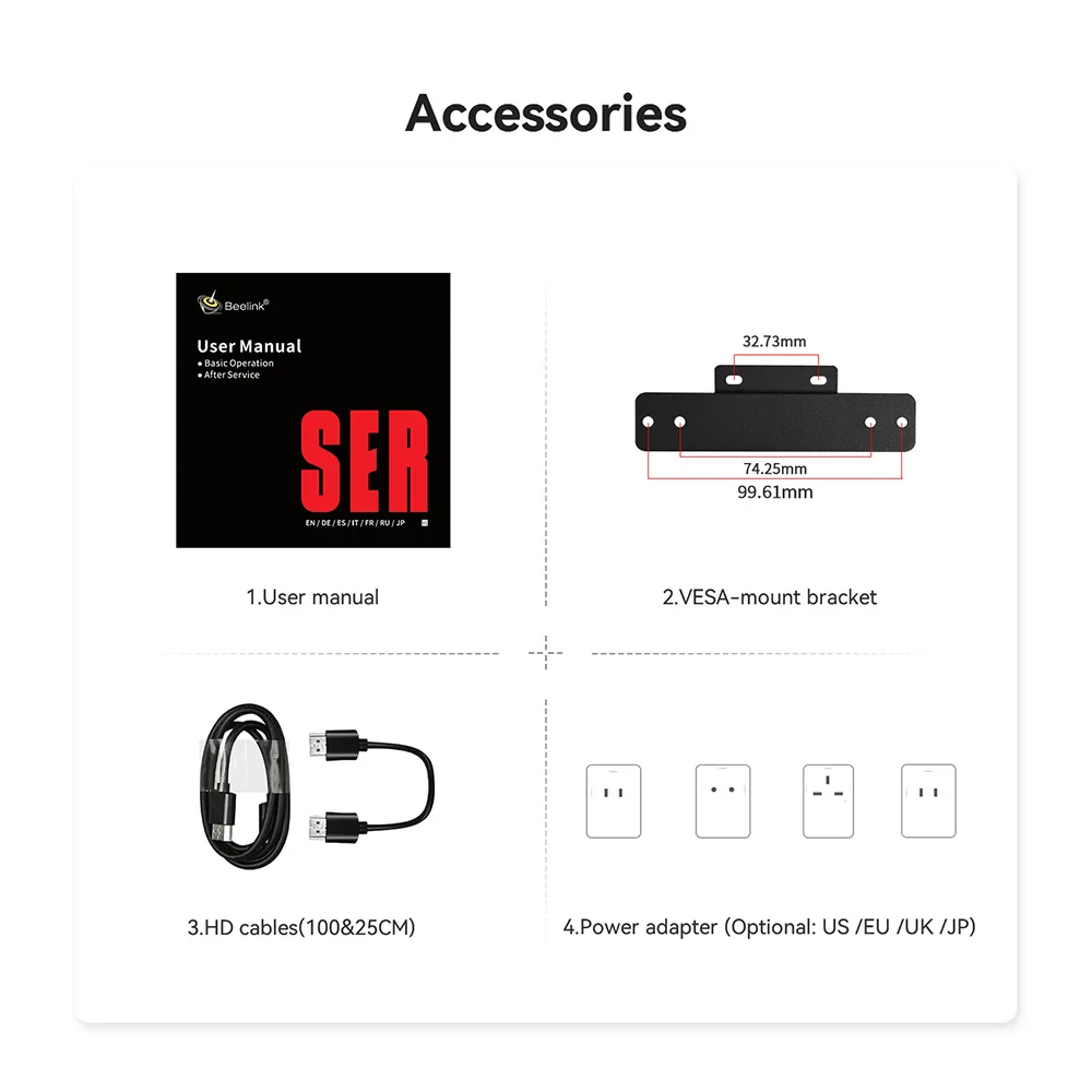 Новый мини-ПК Beelink SER5 Pro AMD Ryzen 7 5800H DDR4 16 ГБ 32 ГБ 500 ГБ 1 ТБ NVME SSD WiFi 6 BT5.2 Настольный игровой компьютер с двойным вентилятором