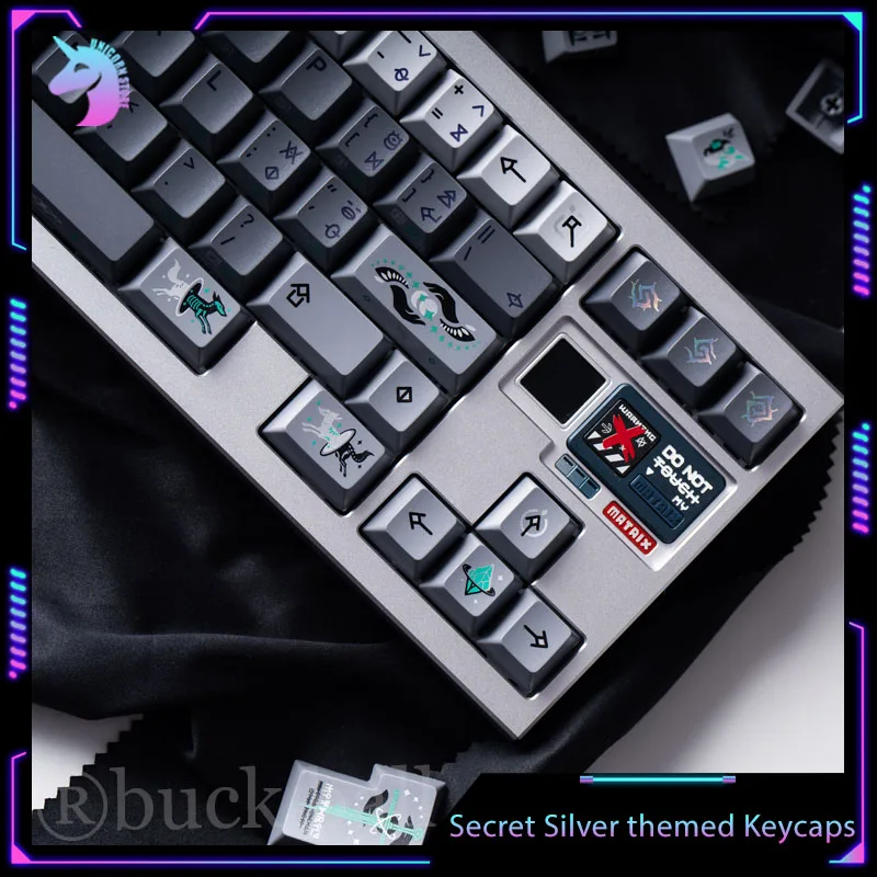 Secret Silver Themed Keycaps Mechanical Keyboard Keycaps 176keys With Luminous Laser Pbt Keycaps For Wooting Rog Extreme