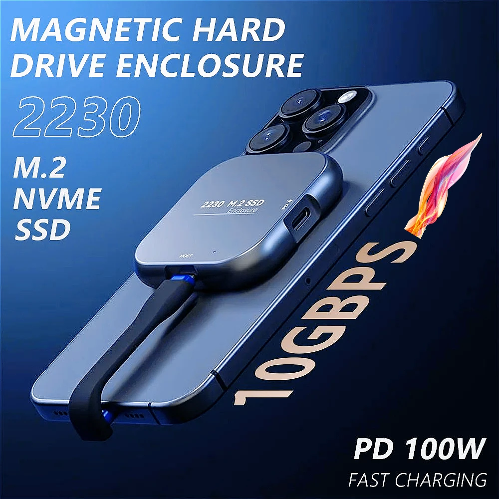 Magnetic Ultra-thin M.2 NVMe SSD Expansion Dock USB 3.2 Type-C 10Gbps with PD Fast Charging For iPhone 17/16/15 iPad PS5 Laptop