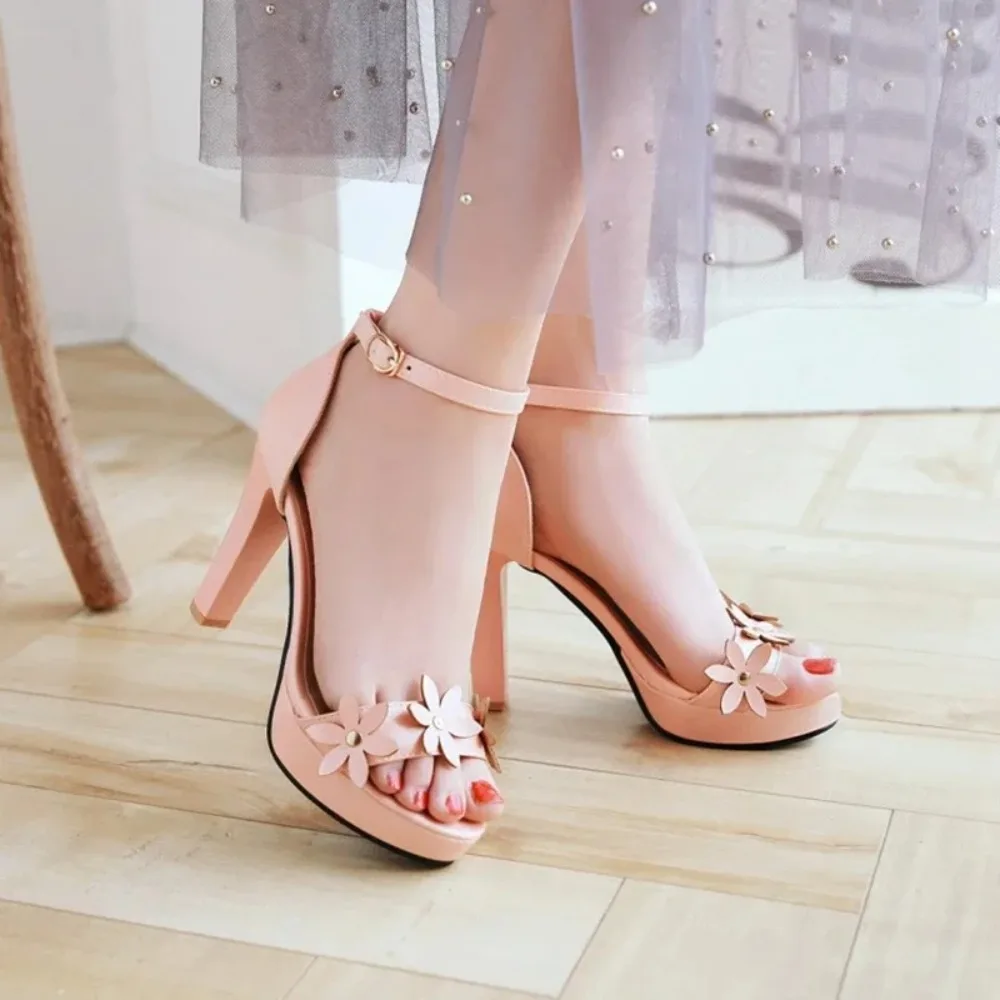 QPLYXCO Sandals Women Peep Toe Super High Heels Sexy Dress Leather Ankle Buckle Wedding Platform Sandals Big Size 45 46 47 H-3 view 5