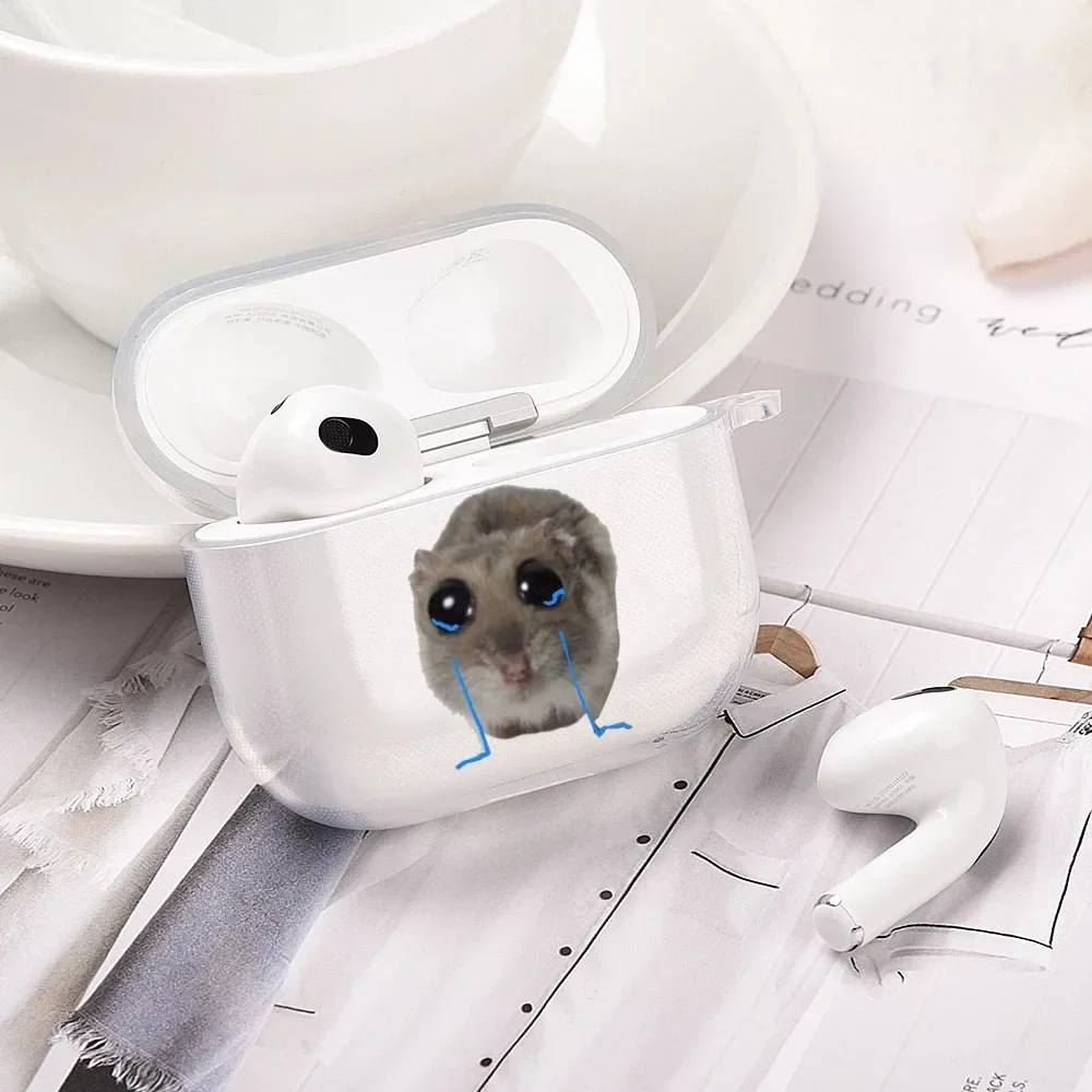 Im Just A Girl Sad Hamster Case for Airpod Pro2 Airpods 1 2 3 4 Pro Wireless Headphone Cover for Air Pods 3rd Gen Box Cartoon