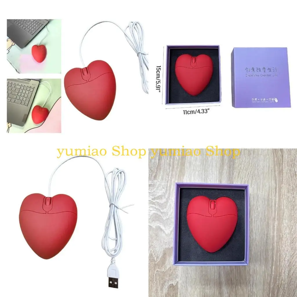 587B USB Small Mouse Love Heart Mouse for PC Computer Game Girls Gift