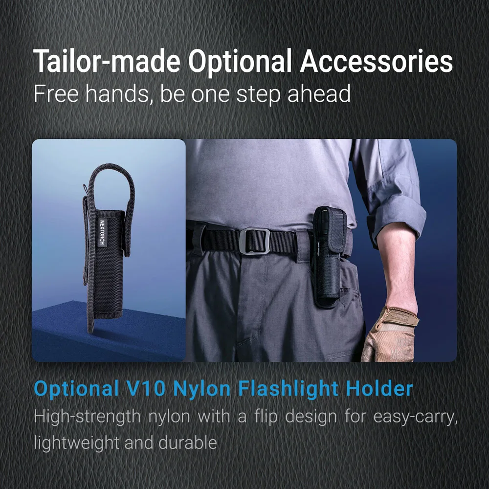 Nextorch P83 1300 lumen LED flashlight red blue flash outdoor high brightness small security patrol duty torch USBC rechargeable