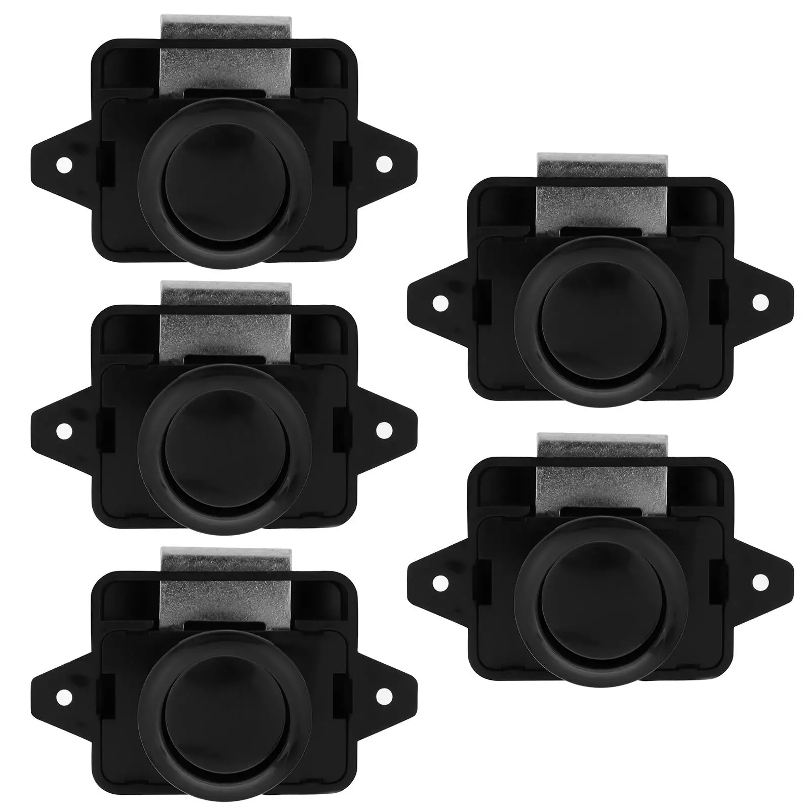 

5pcs Push Locks Black for Cabinet Car Knob Latches Door Catch Bolt RV Motorhome Door Knob Latch Furniture Drawers