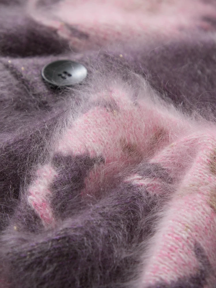 

CHICUU женский 100% плюшевый кашемировый свитер пальто с цветочным принтом вязаный кардиган с v-образным вырезом пальто осень-зима толстый мягкий теплый матовый кашемир