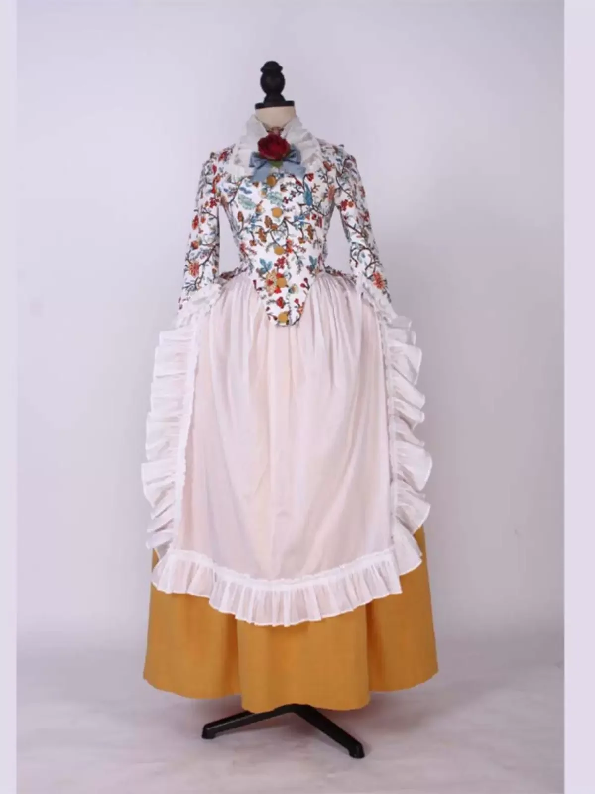 

Medieval Victorian Court Noble Dress Colonial Maid Dress Uniform Suit Princess Floral Evening Gown Halloween Christmas Costume