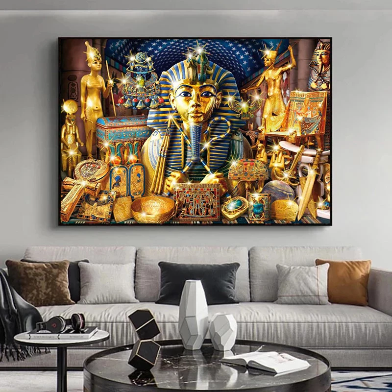 Retro Egypt Papyrus Pharaoh Character Hieroglyphics Poster Print Canvas Painting Wall Art Picture Vintage Living Room Home Decor