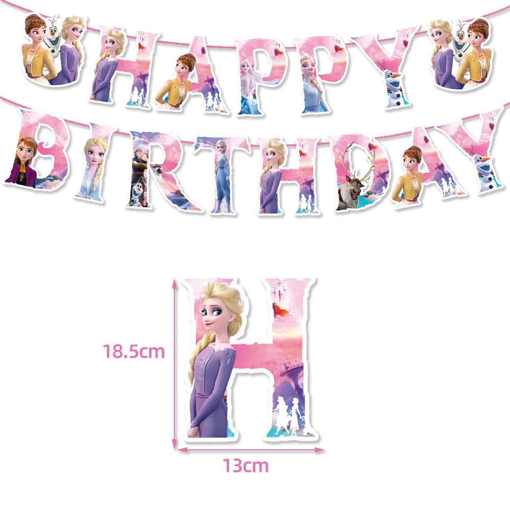 Pink Princess Disney Frozen Party Balloon Princess Disposable Tableware Set Anna Balloon Elsa Birthday Party Supplies Girl Gift