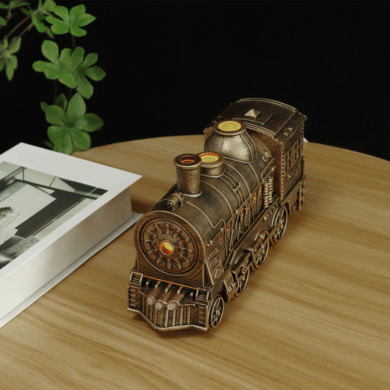 

300ML Vintage Steam Train Air Diffuser Humidifier with 2-Color LED Light Cool Mist Humidifier Air Humidifier for Office Bedroom