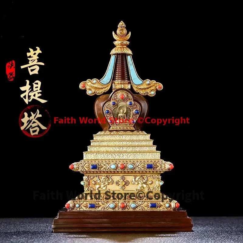 Wholesale Buddhist articles high grade pagoda Tantric talisman Tibet Buddhism temple buddha dagoba stupa tower brass statue
