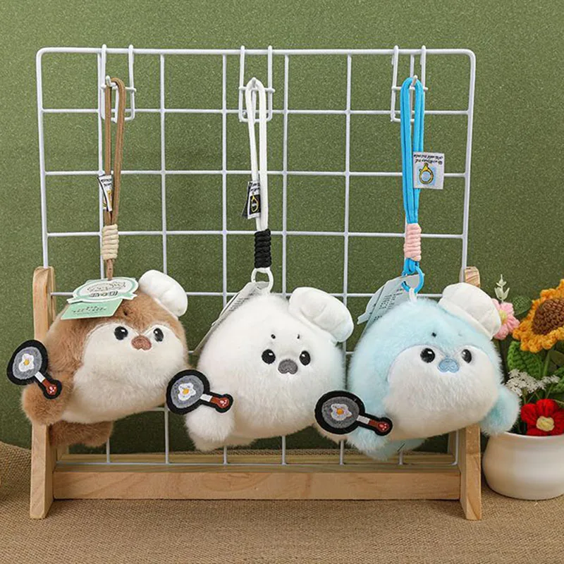 Cute Chef Otter Plush Keychain Soft Cartoon Sea Otter Bag Charm Kawaii Plush Pendant for Backpack Car Key Decoration Gift Girls