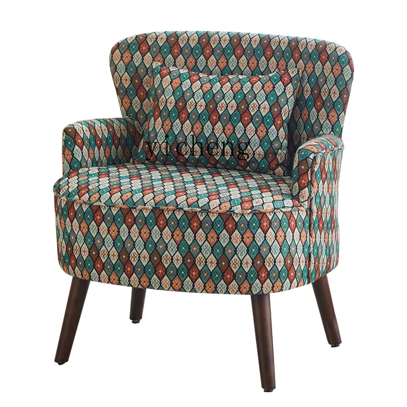 

XL lazy sofa chair single American living room reception retro pattern small sofa leisure chair