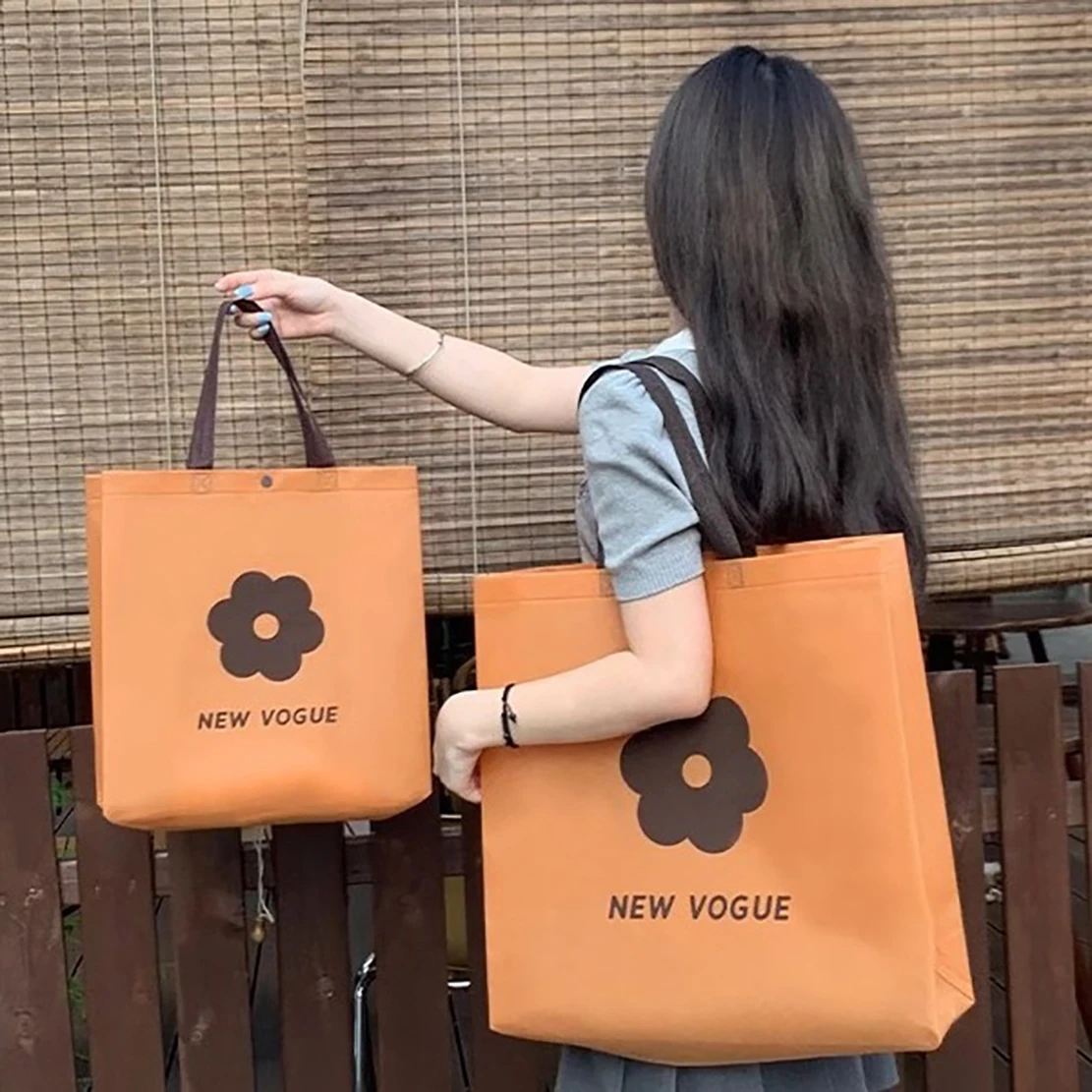 Custom logo Non-woven Tote Gift Bag With Button And Handle For Shopping,Clothes Wigs Business Packaging Printing Fee Not Include