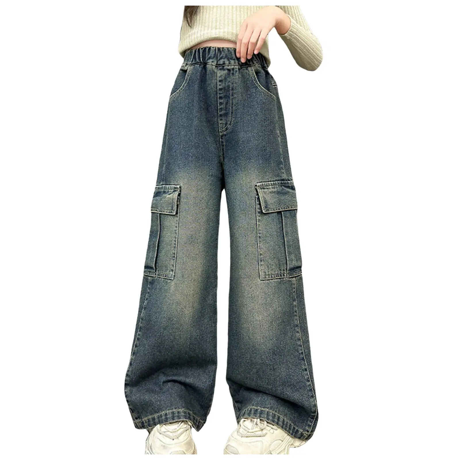 

Infant Leggings Girls Fashionable Workwear Pants Big Kids Loose And Wide Leg Denim Pants Baby Girl Pant Suit Classic Hot Sale