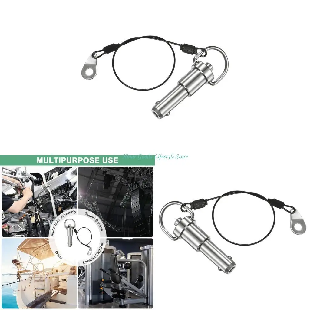 

E74E Practical Industrial Button Activated Round Lock Pin With Security Cable Accessory for Trailer Bridge and Manufacturing
