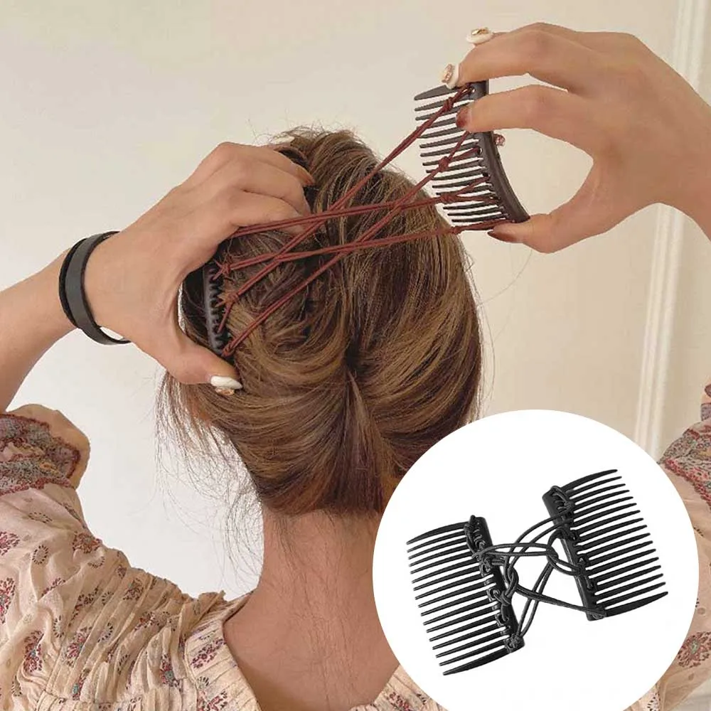 

Vintage Creative Magic Hair Comb Double Row Elastic Hair Comb Disc Hair Clip For Women Headwear Hair Comb Hair Clip Fashion Hair