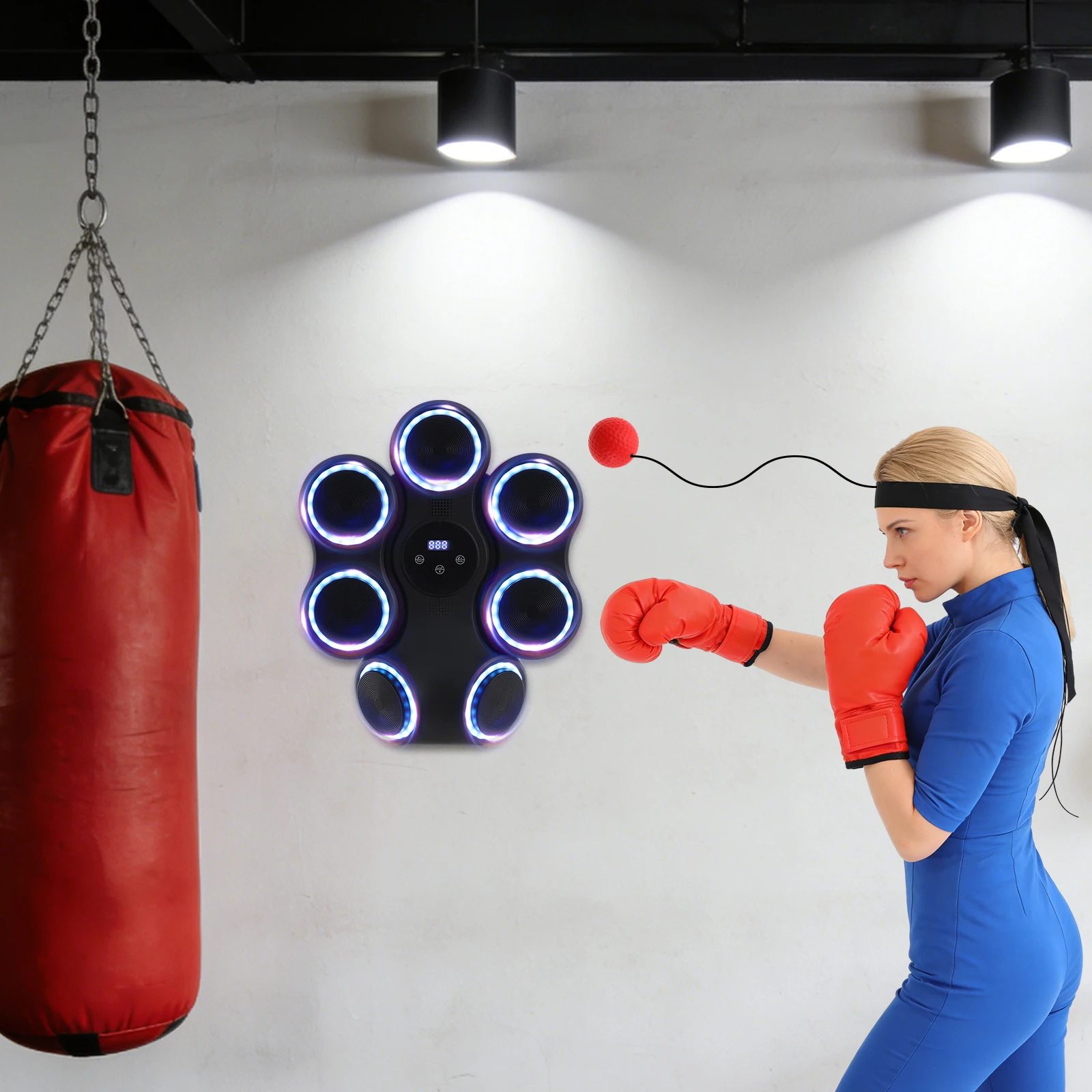 5W Interactive Punching Trainer, Wall Mounted Electronic Boxing Target with Lighting and Music, Smart Boxing Machine for Professional Boxers, Fitness People view 6