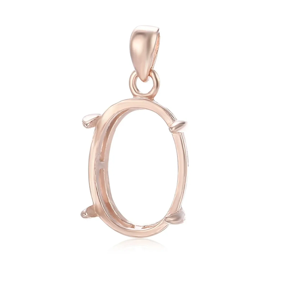 Rose Gold Plated 925 Sterling Silver Pendant Setting for 5x7mm/6x8mm/7x9mm/8x10mm/9x11mm/10x14mm Oval Cabochon