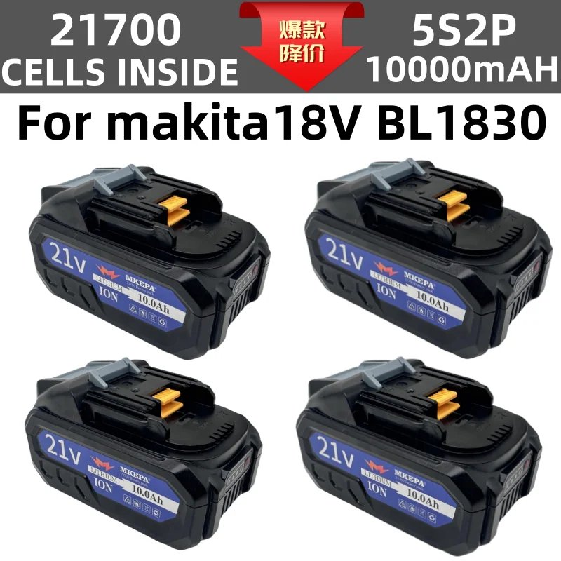 

21v 5S2P 10000mAh 21700 for Makita18V BL1830 lithium-ion rechargeable power tool battery 21V BL1860 BL1850 BL1860B BL1840