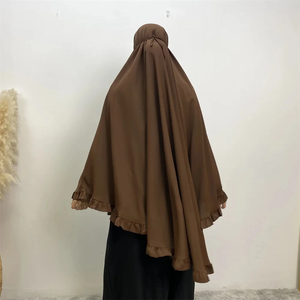 

Ruffles Khimar Long Hijab Scarf Muslim Islamic Clothing Plain Hijabs for Woman Dubai Prayer Overhead Niqab Abaya Voiles Ramadan