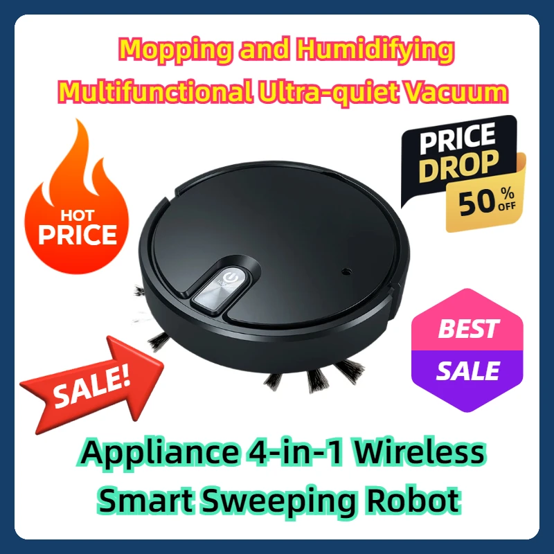 Multifunctional Ultra-quiet Vacuum Mopping and Humidifying Home Appliance 4-in-1 Wireless Smart Sweeping Robot