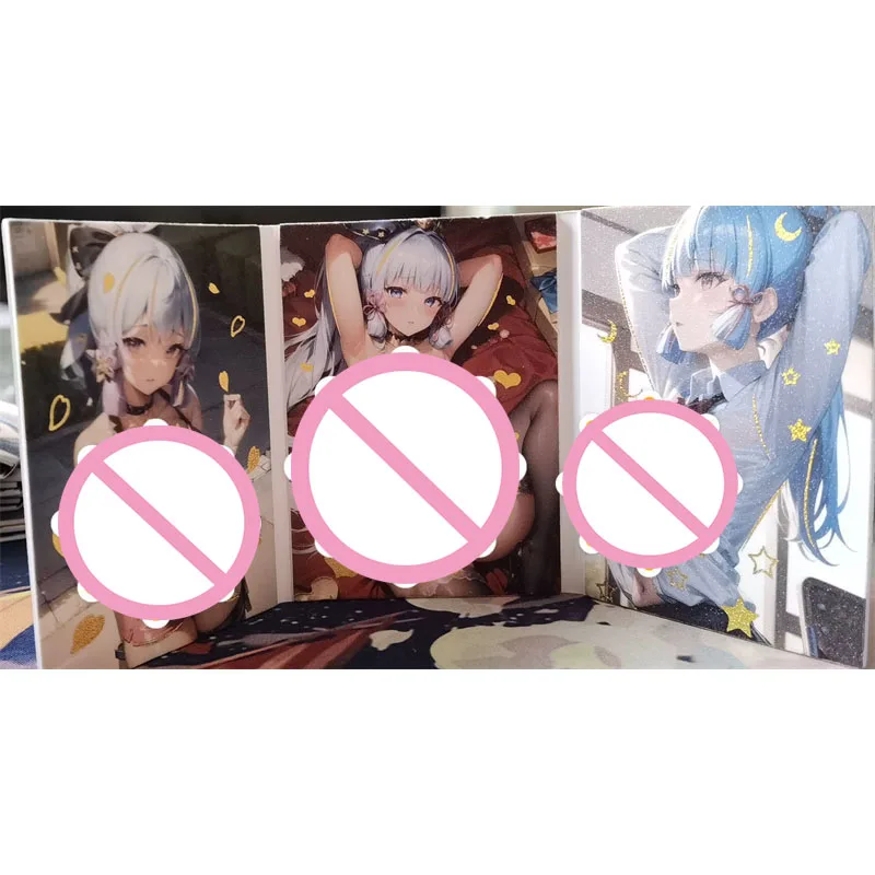 Anime Goddess Story Rare Kawaii Refractive Flash Trifold Card Rem Kanroji Mitsuri Toys for boys Collectible Card Birthday Gift