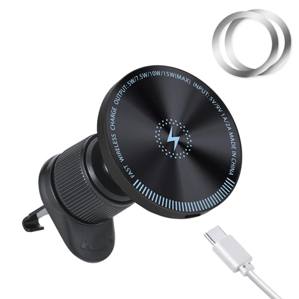 15W Car Charger Phone Stand Magnetic Wireless Charging Fast Charging For Magsafe 5V 9V 12V 2A Magnet Plate 360° Rotation