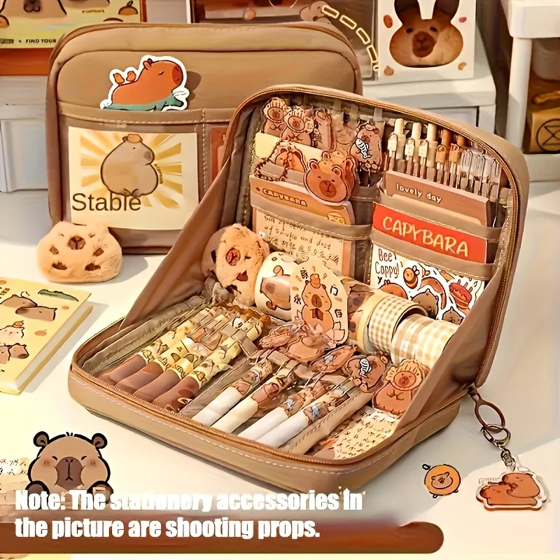 Picture 6: 53pcs Capybara Themed Stationery Set | Includes Plush Toy, Stickers, and Accessories